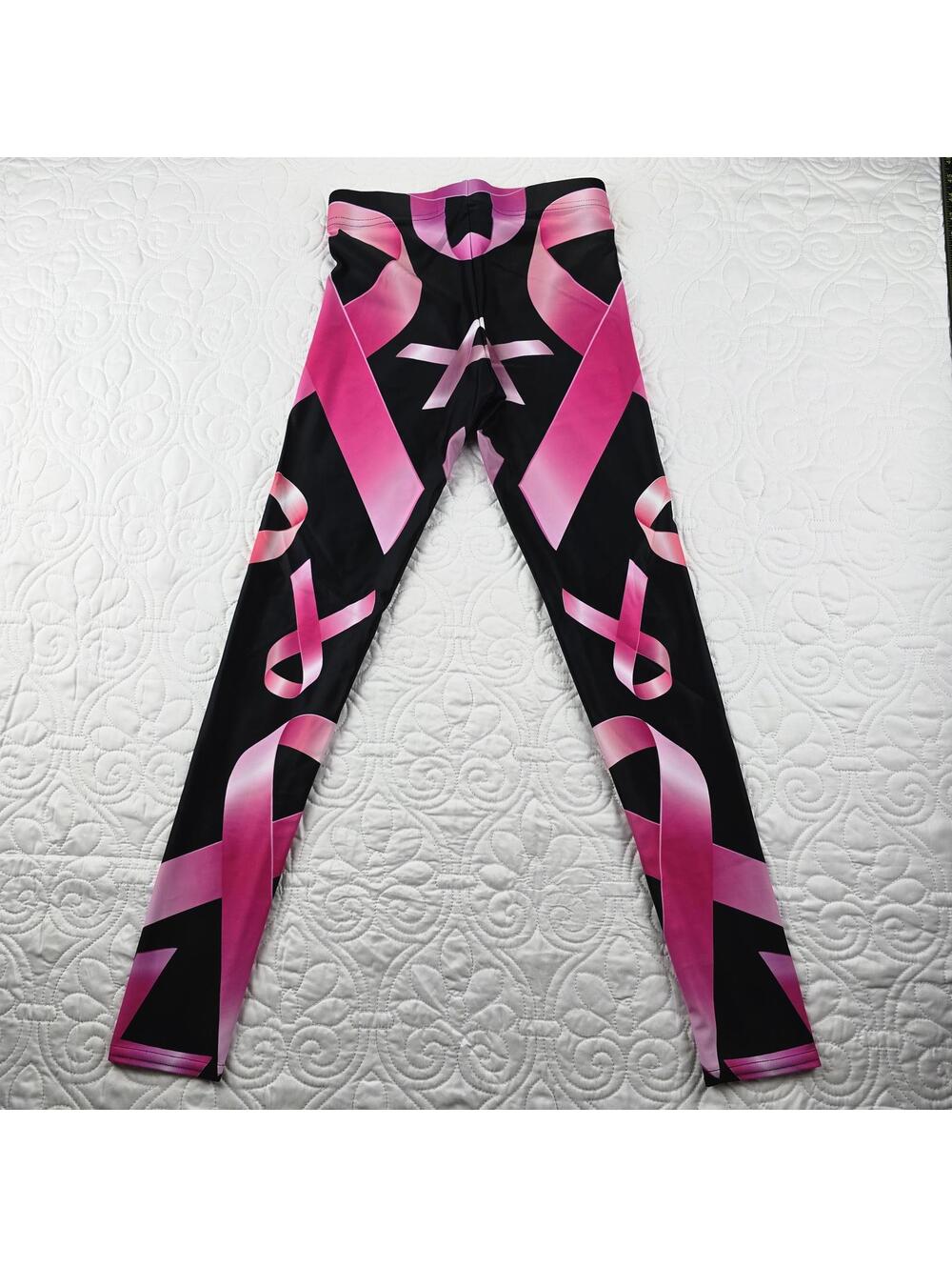 GearBunch Pink Ribbon Leggings - Breast Cancer Awareness Size small - Picture 4 of 7